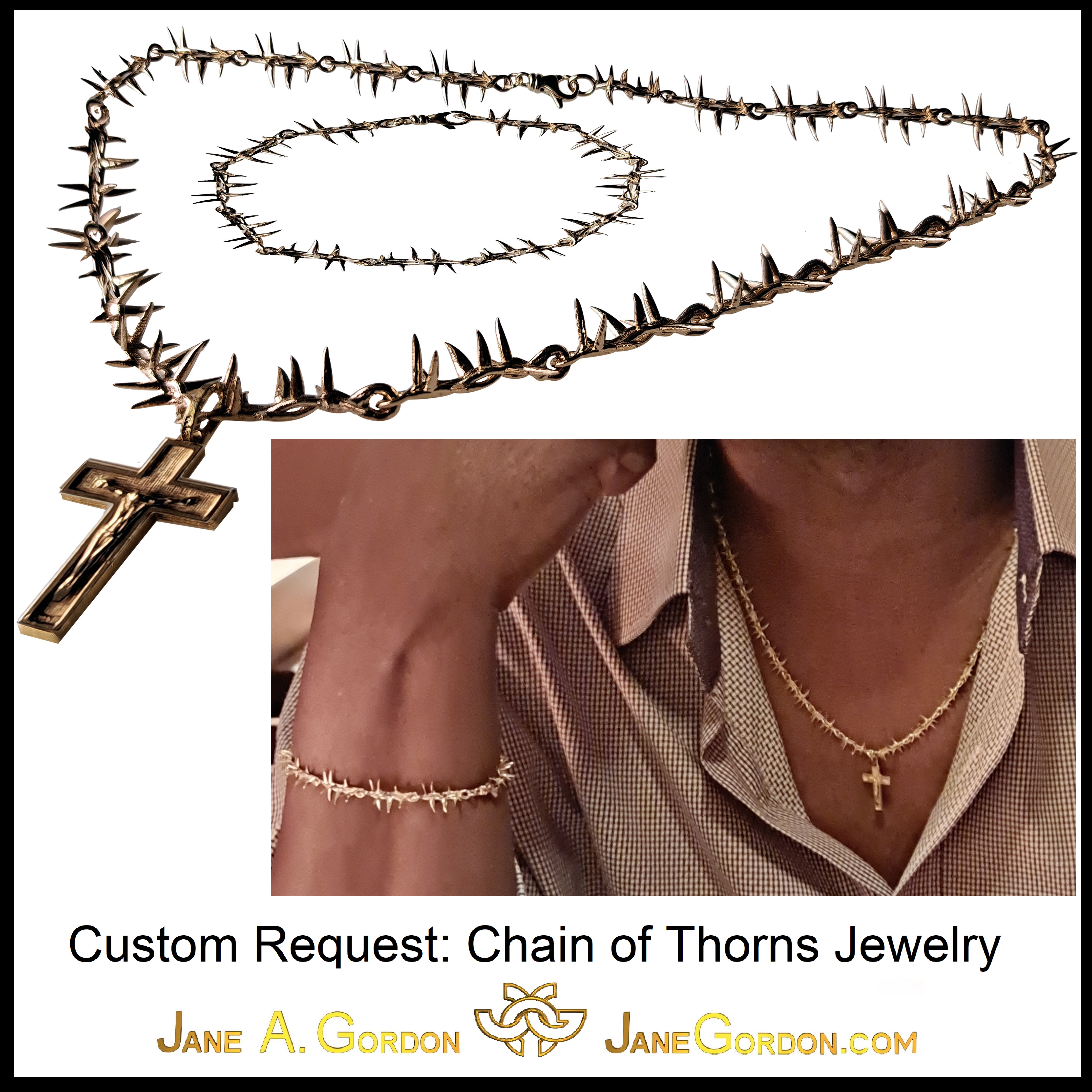 Chain of Thorns  Necklace &Bracelet: Jane Gordon Jewelry