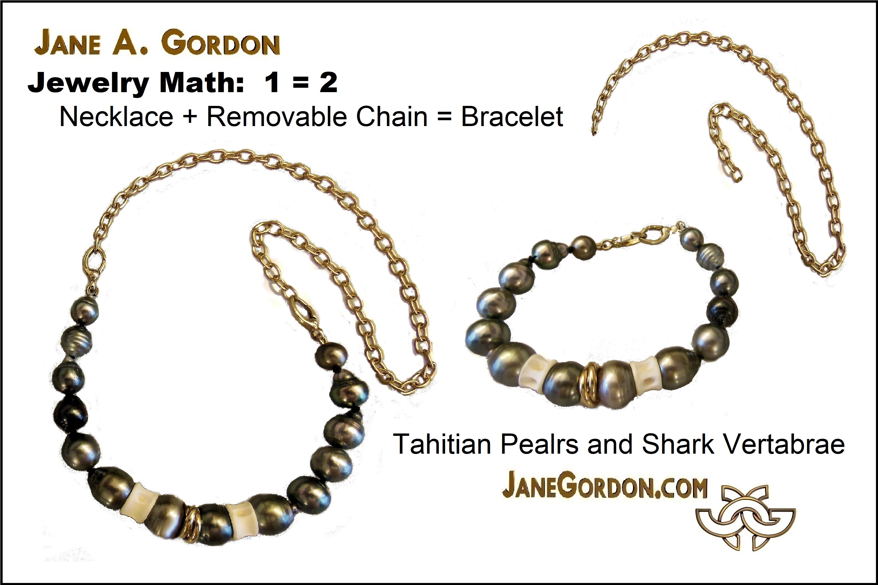Tahitian Pearls with Shark Vertebrae necklace bracelet