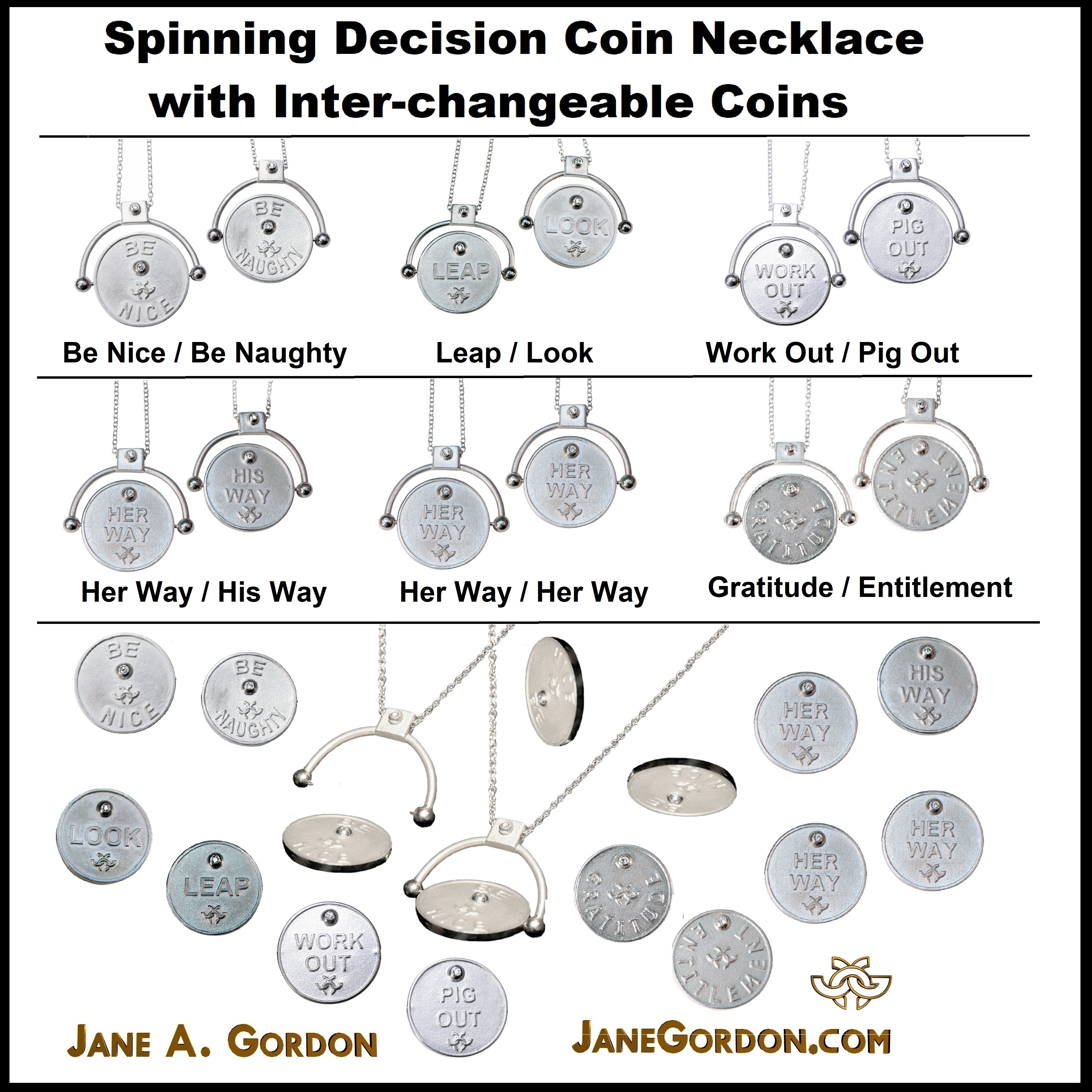 Decision Coins and Spinning Coin Necklace: Jane Gordon Jewelry