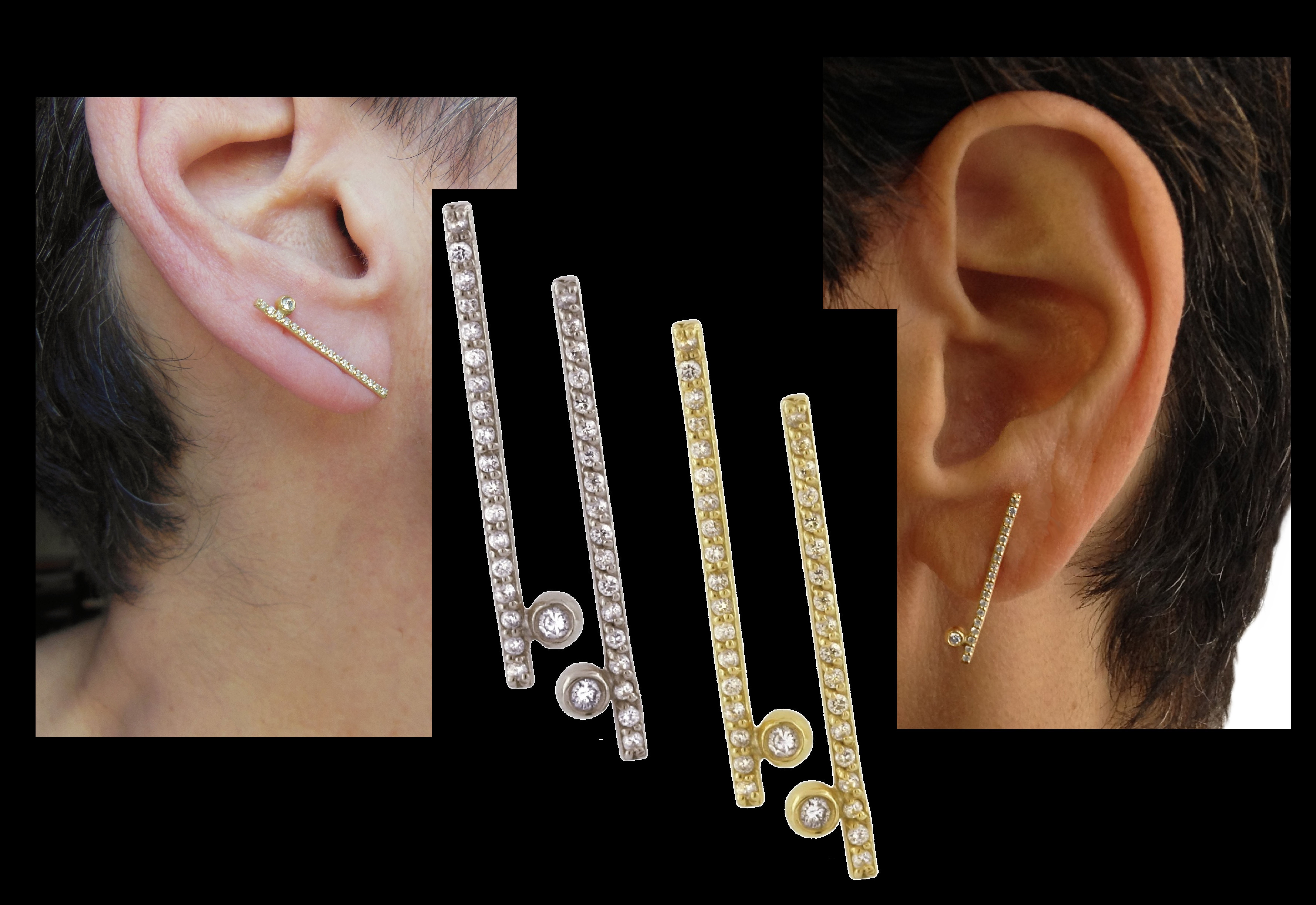 Dot and Line Diamond Earrings Dot and Line Diamond Earrings in Gold and Silver