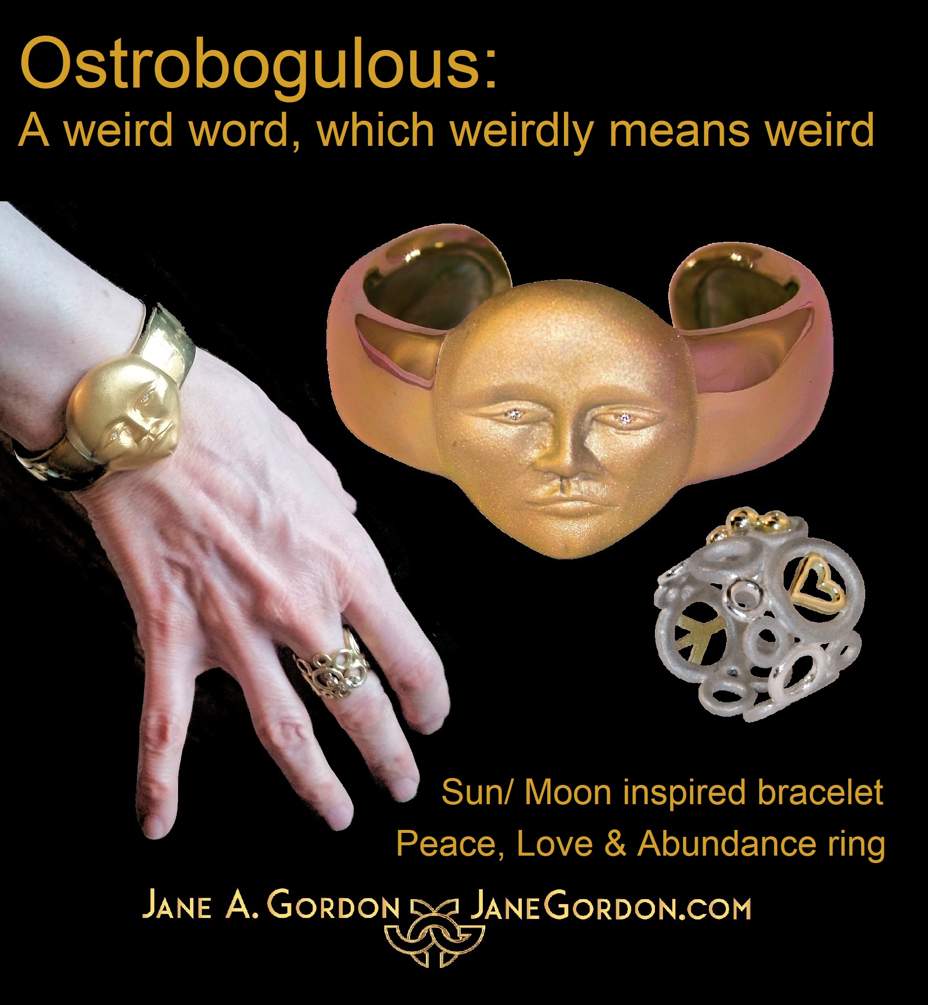 Sun Moon Face Cuff- Peace Love Abundance Ring- Jane Gordon Jewelry