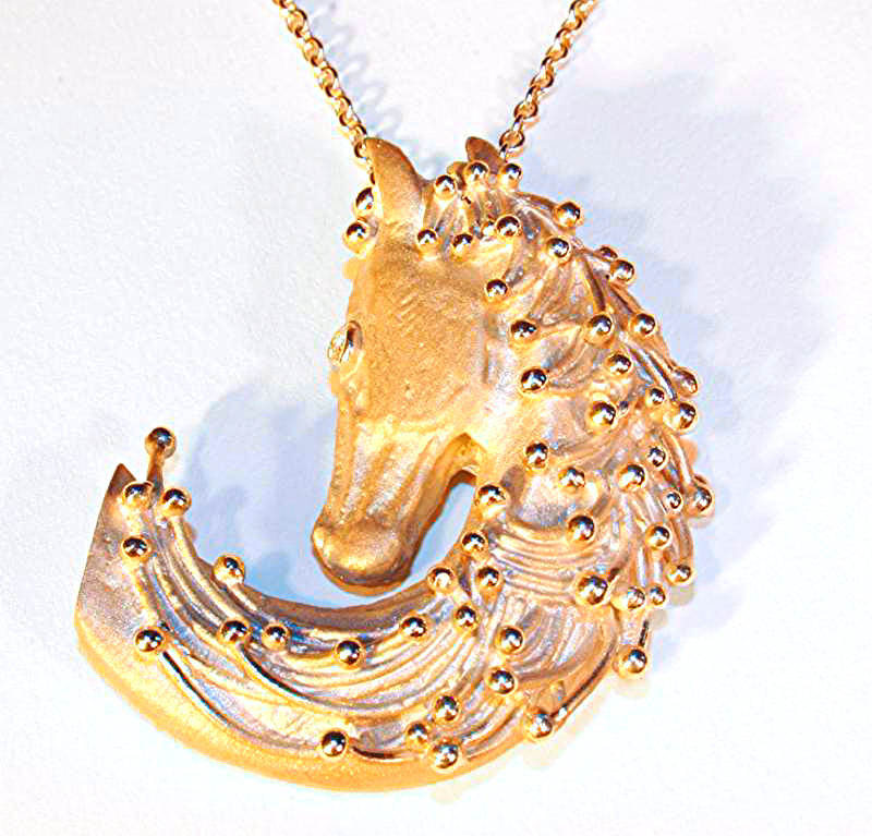 Magic Mane.  Horse Necklace- Front View