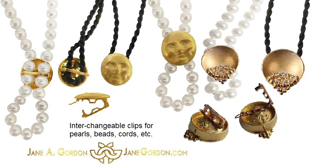 Inter-changeable Pearl Enhancer clips also fits beads cords- Jane Gordon Jewelry