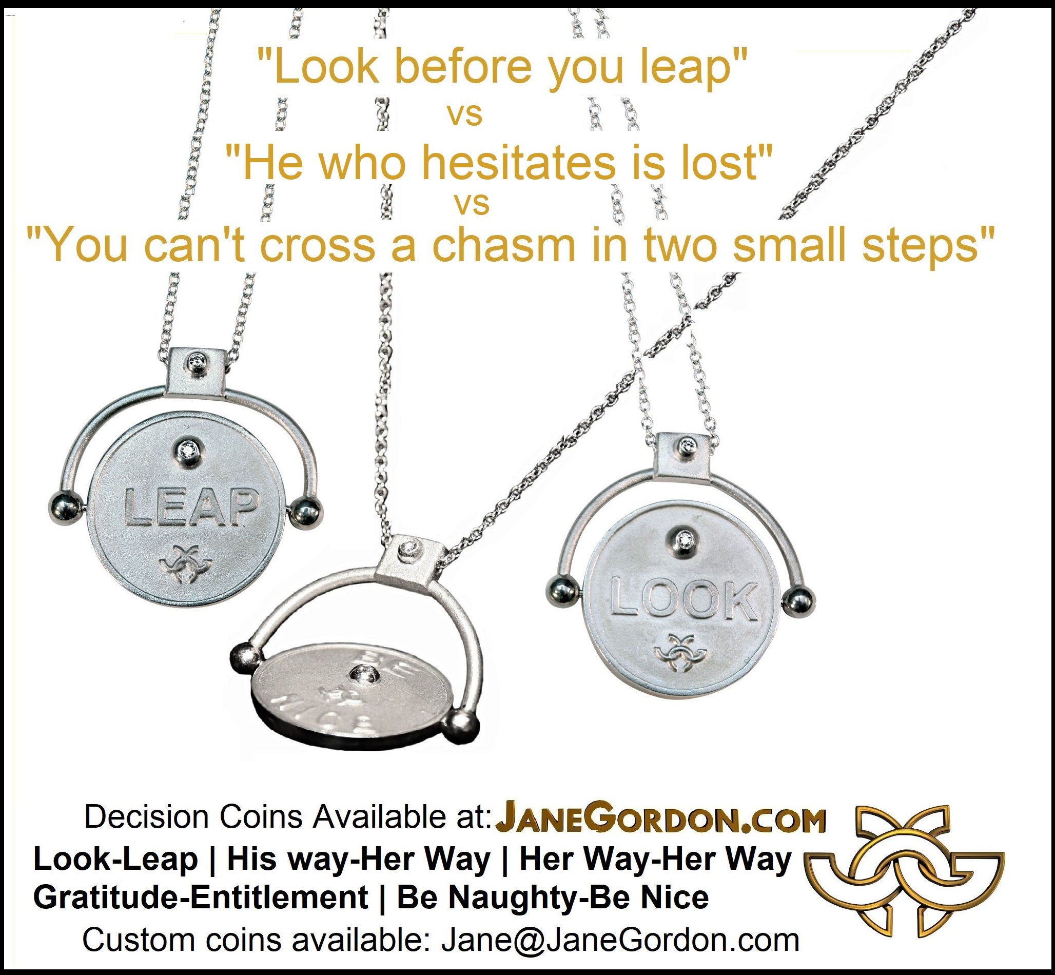 Decision Coin Necklace-Look or Leap: Jane Gordon jewelry