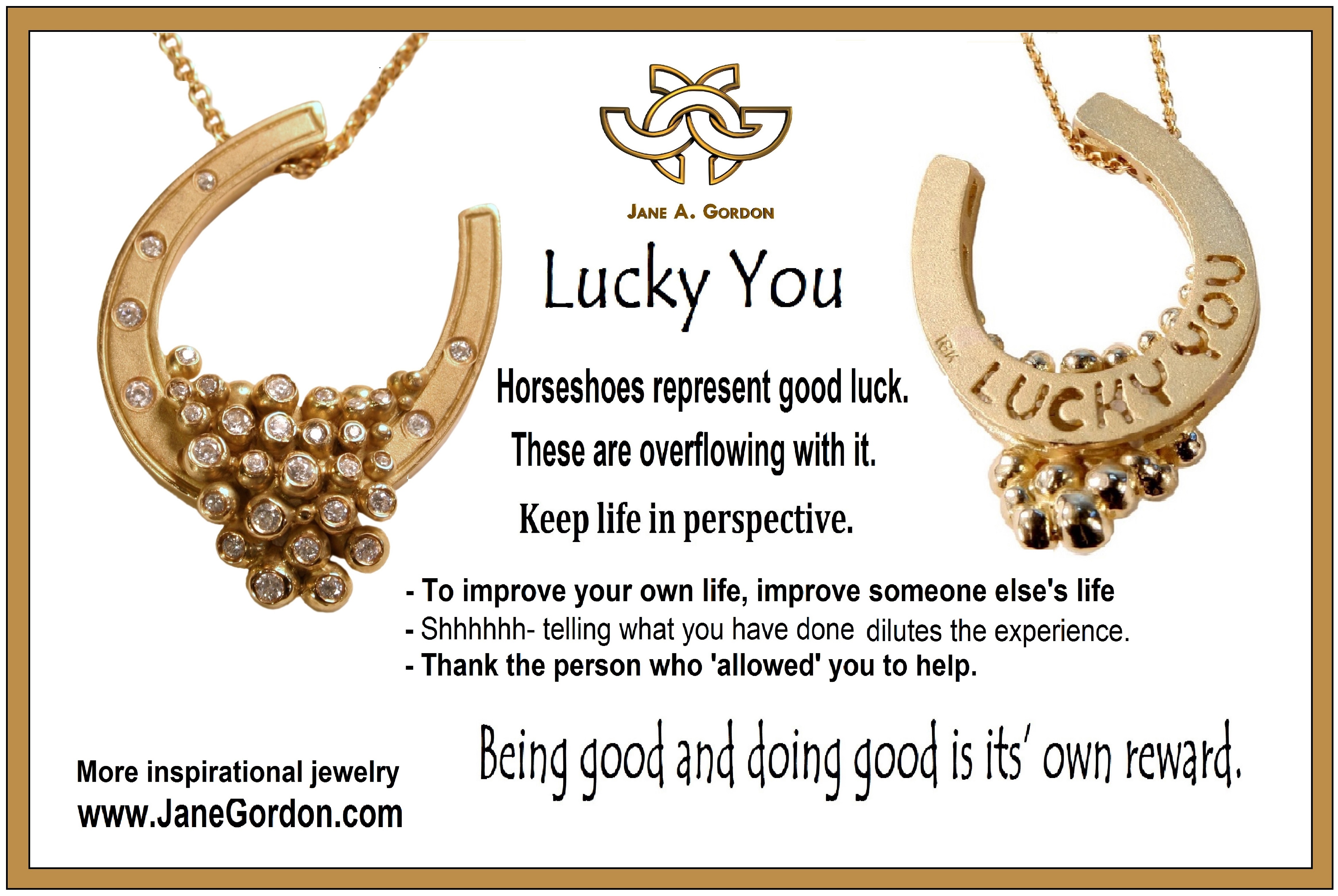 Lucky You Horseshoe necklace-Gold or Silver with diamonds- Jane Gordon jewelry